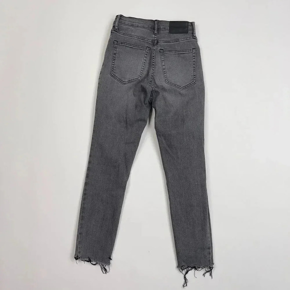 Everlane Raw Hem High Rise Skinny Ankle Jeans Faded Black 25 - Picture 2 of 12